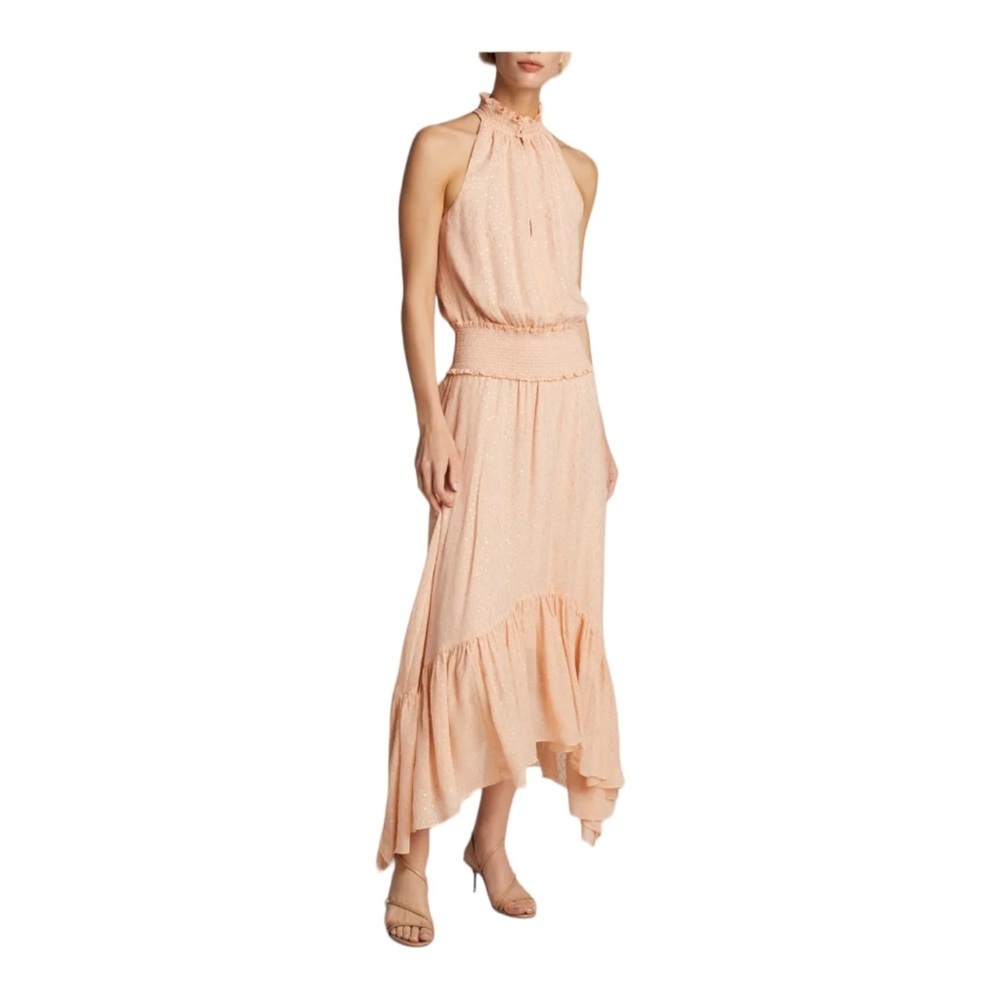 - A.L.C . Midi dress size 8 salmon( pink ) and gold color NWT